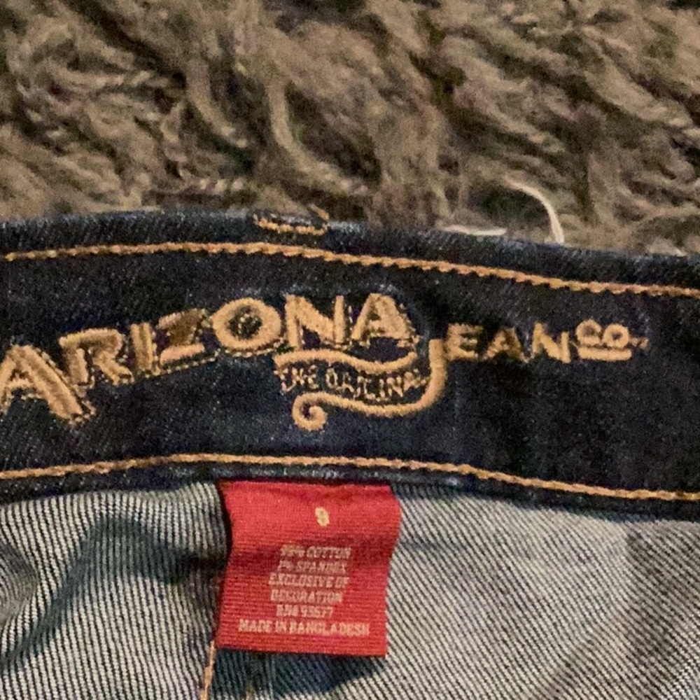 Arizona Jean Company Dark Blue Distressed Jean Shorts - Picture 4 of 4